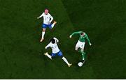 27 March 2023; James McClean of Republic of Ireland in action against Eduardo Camavinga of France during the UEFA EURO 2024 Championship Qualifier match between Republic of Ireland and France at Aviva Stadium in Dublin. Photo by Ramsey Cardy/Sportsfile