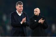 27 March 2023; Republic of Ireland manager Stephen Kenny and Will Smallbone after the UEFA EURO 2024 Championship Qualifier match between Republic of Ireland and France at Aviva Stadium in Dublin. Photo by Stephen McCarthy/Sportsfile