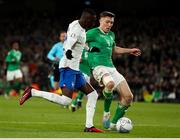 27 March 2023; Dara O'Shea of Republic of Ireland in action against Randal Kolo Muani of France during the UEFA EURO 2024 Championship Qualifier match between Republic of Ireland and France at Aviva Stadium in Dublin. Photo by Michael P Ryan/Sportsfile