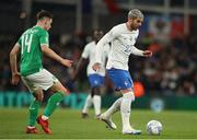 27 March 2023; Theo Hernández of France in action against Jayson Molumby of Republic of Ireland during the UEFA EURO 2024 Championship Qualifier match between Republic of Ireland and France at Aviva Stadium in Dublin. Photo by Michael P Ryan/Sportsfile