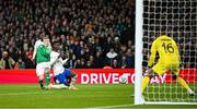 27 March 2023; James McClean of Republic of Ireland has a shot on goal during the UEFA EURO 2024 Championship Qualifier match between Republic of Ireland and France at Aviva Stadium in Dublin. Photo by Stephen McCarthy/Sportsfile