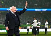 27 March 2023; President of Ireland Michael D Higgins before the UEFA EURO 2024 Championship Qualifier match between Republic of Ireland and France at Aviva Stadium in Dublin. Photo by Stephen McCarthy/Sportsfile