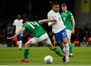 27 March 2023; Kylian Mbappé of France in action against Jayson Molumby of Republic of Ireland during the UEFA EURO 2024 Championship Qualifier match between Republic of Ireland and France at Aviva Stadium in Dublin. Photo by Michael P Ryan/Sportsfile