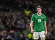 27 March 2023; Evan Ferguson of Republic of Ireland during the UEFA EURO 2024 Championship Qualifier match between Republic of Ireland and France at Aviva Stadium in Dublin. Photo by Seb Daly/Sportsfile