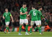 27 March 2023; John Egan, left, and Josh Cullen of Republic of Ireland during the UEFA EURO 2024 Championship Qualifier match between Republic of Ireland and France at Aviva Stadium in Dublin. Photo by Seb Daly/Sportsfile