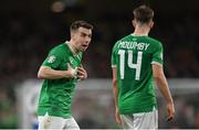27 March 2023; Seamus Coleman, left, and Jayson Molumby of Republic of Ireland during the UEFA EURO 2024 Championship Qualifier match between Republic of Ireland and France at Aviva Stadium in Dublin. Photo by Seb Daly/Sportsfile