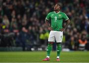 27 March 2023; Michael Obafemi of Republic of Ireland during the UEFA EURO 2024 Championship Qualifier match between Republic of Ireland and France at Aviva Stadium in Dublin. Photo by Seb Daly/Sportsfile