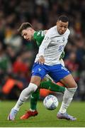 27 March 2023; Kylian Mbappé of France in action against Jayson Molumby of Republic of Ireland during the UEFA EURO 2024 Championship Qualifier match between Republic of Ireland and France at Aviva Stadium in Dublin. Photo by Seb Daly/Sportsfile