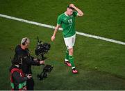 27 March 2023; Evan Ferguson of Republic of Ireland leaves the pitch after being substituted during the UEFA EURO 2024 Championship Qualifier match between Republic of Ireland and France at the Aviva Stadium in Dublin. Photo by Piaras Ó Mídheach/Sportsfile