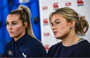 28 March 2023; Dorothy Wall, right, and Aoife Doyle during a Ireland Women's Rugby media conference at IRFU High Performance Centre at the Sport Ireland Campus in Dublin. Photo by Ramsey Cardy/Sportsfile