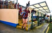 28 March 2023; Loreto St Michael's captain Lilly Dwyer makes her way to the supporters to celebrate with the cup after the Lidl All Ireland Post Primary School Senior ‘A’ Championship Final match between Sacred Heart School in Westport, Mayo, and Loreto St Michael’s in Navan, Meath, at Glennon Brothers Pearse Park in Longford. Photo by Ben McShane/Sportsfile