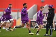 28 March 2023; Malakai Fekitoa, centre, during a Munster Rugby squad training session at Thomond Park in Limerick. Photo by Harry Murphy/Sportsfile