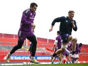 28 March 2023; Antoine Frisch, left, and Gavin Coombes during a Munster Rugby squad training session at Thomond Park in Limerick. Photo by Harry Murphy/Sportsfile