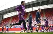 28 March 2023; Antoine Frisch, left, and Gavin Coombes during a Munster Rugby squad training session at Thomond Park in Limerick. Photo by Harry Murphy/Sportsfile