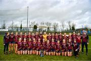 28 March 2023; Loreto St Michael's players and management with the cup after the Lidl All Ireland Post Primary School Senior ‘A’ Championship Final match between Sacred Heart School in Westport, Mayo, and Loreto St Michael’s in Navan, Meath, at Glennon Brothers Pearse Park in Longford. Photo by Ben McShane/Sportsfile