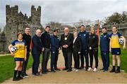 28 March 2023; In attendance, from left, Swords Manor player Ellie Kerwin, age 13, Dennis Hyland, TY Co-Ordinator, FAI Regional Manager Barry Ferguson, FAI President Gerry McAnaney, FAI Fingal Development Officer Sharon Boyle, Lord Mayor of Fingal Howard Mahoney, Eileen Gleeson, FAI Head of Women and Girl's Football, FAI Fingal Development Officer Paul Keogh, Sandra Harvey from Swords Celtic, FAI Fingal Development Officer Jamie Wilson and Swords Manor player Layla Donohue, age 12, during the launch of FAI / Fingal Girls' Transition Year Football & Fitness Course at Swords County Hall in Dublin. Photo by David Fitzgerald/Sportsfile