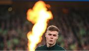 27 March 2023; Evan Ferguson of Republic of Ireland before the UEFA EURO 2024 Championship Qualifier match between Republic of Ireland and France at Aviva Stadium in Dublin. Photo by Stephen McCarthy/Sportsfile