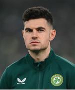 27 March 2023; John Egan of Republic of Ireland before the UEFA EURO 2024 Championship Qualifier match between Republic of Ireland and France at Aviva Stadium in Dublin. Photo by Stephen McCarthy/Sportsfile