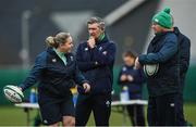 28 March 2023; Ireland coaching team, from left, Backs coach Niamh Briggs, Head Coach Greg McWilliams, Senior Coach John McKee and Scrum coach Denis Fogarty during a Ireland Women's Rugby squad training session at IRFU High Performance Centre at the Sport Ireland Campus in Dublin. Photo by Ramsey Cardy/Sportsfile