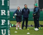 28 March 2023; Ireland coaching team, from left, Backs coach Niamh Briggs, Head Coach Greg McWilliams, Senior Coach John McKee and Scrum coach Denis Fogarty during a Ireland Women's Rugby squad training session at IRFU High Performance Centre at the Sport Ireland Campus in Dublin. Photo by Ramsey Cardy/Sportsfile