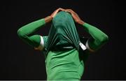 28 March 2023; A dejected Franco Umeh of Republic of Ireland after the UEFA European Under-19 Championship Elite Round match between Greece and Republic of Ireland at Ferrycarrig Park in Wexford. Photo by Stephen McCarthy/Sportsfile