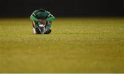 28 March 2023; A dejected Franco Umeh of Republic of Ireland after the UEFA European Under-19 Championship Elite Round match between Greece and Republic of Ireland at Ferrycarrig Park in Wexford. Photo by Stephen McCarthy/Sportsfile