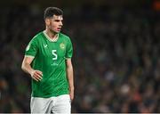 27 March 2023; John Egan of Republic of Ireland during the UEFA EURO 2024 Championship Qualifier match between Republic of Ireland and France at Aviva Stadium in Dublin. Photo by Eóin Noonan/Sportsfile