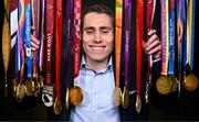 29 March 2023; Paralympic legend Jason Smyth poses for a portrait  at the Sport Ireland Institute in Dublin after announcing his retirement from 100m and 200m athletics as a 6 time Paralympic  gold medalist and world record holder in the in the T13 classification. Photo by Harry Murphy/Sportsfile