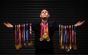 29 March 2023; Paralympic legend Jason Smyth poses for a portrait  at the Sport Ireland Institute in Dublin after announcing his retirement from 100m and 200m athletics as a 6 time Paralympic  gold medalist and world record holder in the in the T13 classification. Photo by Harry Murphy/Sportsfile