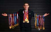 29 March 2023; Paralympic legend Jason Smyth poses for a portrait  at the Sport Ireland Institute in Dublin after announcing his retirement from 100m and 200m athletics as a 6 time Paralympic  gold medalist and world record holder in the in the T13 classification. Photo by Harry Murphy/Sportsfile