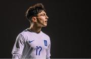 28 March 2023; Konstantinos Gkoumas of Greece during the UEFA European Under-19 Championship Elite Round match between Greece and Republic of Ireland at Ferrycarrig Park in Wexford. Photo by Stephen McCarthy/Sportsfile
