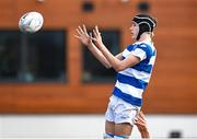 27 March 2023; Geoffrey Wall of Blackrock College takes possession in a lineout during the Bank of Ireland Leinster Rugby Schools Junior Cup Final match between St Michael's College and Blackrock College at Energia Park in Dublin. Photo by Harry Murphy/Sportsfile