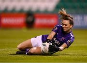 29 March 2023; Wexford Youths goalkeeper Maeve Williams makes a save during the SSE Airtricity Women's Premier Division match between Shamrock Rovers and Wexford Youths at Tallaght Stadium in Dublin. Photo by Stephen McCarthy/Sportsfile