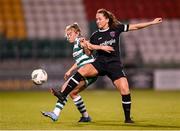29 March 2023; Kylie Murphy of Wexford Youths in action against Orlaith O'Mahony of Shamrock Rovers during the SSE Airtricity Women's Premier Division match between Shamrock Rovers and Wexford Youths at Tallaght Stadium in Dublin. Photo by Stephen McCarthy/Sportsfile