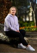 30 March 2023; Ellen Molloy sits for a portrait during the Ireland Women's National Team 50-Year Celebrations Announcement at Merrion Square in Dublin. Photo by Seb Daly/Sportsfile
