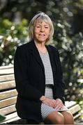 30 March 2023; Linda Gorman sits for a portrait during the Ireland Women's National Team 50-Year Celebrations Announcement at Merrion Square in Dublin. Photo by Seb Daly/Sportsfile