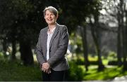 30 March 2023; Sue Hayden stands for a portrait during the Ireland Women's National Team 50-Year Celebrations Announcement at Merrion Square in Dublin. Photo by Seb Daly/Sportsfile