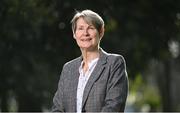 30 March 2023; Sue Hayden stands for a portrait during the Ireland Women's National Team 50-Year Celebrations Announcement at Merrion Square in Dublin. Photo by Seb Daly/Sportsfile