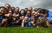 30 March 2023; Convent of Mercy Roscommon captain Aisling Hanly, centre, and team mates celebrate with the trophy after the Lidl All Ireland Post Primary School Senior ‘B’ Championship Final match between Convent of Mercy, Roscommon and Mercy Mounthawk, Kerry, at MacDonagh Park in Nenagh, Tipperary. Photo by David Fitzgerald/Sportsfile