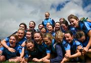 30 March 2023; Convent of Mercy Roscommon captain Aisling Hanly, centre, and team mates celebrate after the Lidl All Ireland Post Primary School Senior ‘B’ Championship Final match between Convent of Mercy, Roscommon and Mercy Mounthawk, Kerry, at MacDonagh Park in Nenagh, Tipperary. Photo by David Fitzgerald/Sportsfile