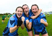 30 March 2023; Convent of Mercy Roscommon players, from left, Ava Mulry, Ellen Beisty and Aisling Hanly celebrate after the Lidl All Ireland Post Primary School Senior ‘B’ Championship Final match between Convent of Mercy, Roscommon and Mercy Mounthawk, Kerry, at MacDonagh Park in Nenagh, Tipperary. Photo by David Fitzgerald/Sportsfile