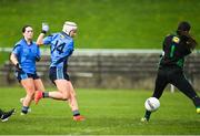 30 March 2023; Aisling Hanly of Convent of Mercy Roscommon scores her side's second goal during the Lidl All Ireland Post Primary School Senior ‘B’ Championship Final match between Convent of Mercy, Roscommon and Mercy Mounthawk, Kerry, at MacDonagh Park in Nenagh, Tipperary. Photo by David Fitzgerald/Sportsfile