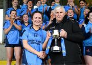 30 March 2023; Aisling Hanly of Convent of Mercy Roscommon receives the trophy from Liam Shinnick after the Lidl All Ireland Post Primary School Senior ‘B’ Championship Final match between Convent of Mercy, Roscommon and Mercy Mounthawk, Kerry, at MacDonagh Park in Nenagh, Tipperary. Photo by David Fitzgerald/Sportsfile