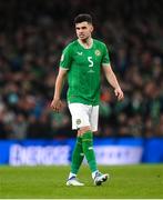 27 March 2023; John Egan of Republic of Ireland during the UEFA EURO 2024 Championship Qualifier match between Republic of Ireland and France at Aviva Stadium in Dublin. Photo by Stephen McCarthy/Sportsfile