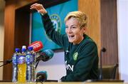 31 March 2023; Manager Vera Pauw during a Republic of Ireland women squad announcement at the FAI Headquarters in Abbotstown, Dublin. Photo by Seb Daly/Sportsfile
