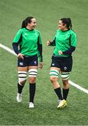 31 March 2023; Nichola Fryday, left, and Hannah O’Connor during the Ireland Women's Rugby captain's run at Musgrave Park in Cork. Photo by Eóin Noonan/Sportsfile