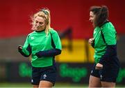 31 March 2023; Neve Jones, left, and Christy Haney during the Ireland Women's Rugby captain's run at Musgrave Park in Cork. Photo by Eóin Noonan/Sportsfile