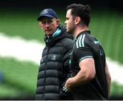 31 March 2023; Head coach Leo Cullen, left, and James Ryan during a Leinster Rugby captain's run at the Aviva Stadium in Dublin. Photo by Harry Murphy/Sportsfile