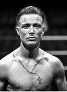 31 March 2023; (EDITOR'S NOTE; Image has been converted to black & white) Paddy Donovan after his weigh in at the National Stadium in Dublin, ahead of his Welterweight bout against Luis Da Silva on Saturday night, April 1st, at National Stadium in Dublin. Photo by David Fitzgerald/Sportsfile