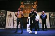 31 March 2023; Senan Kelly, right, and Traycho Georgiev after weighing in at the National Stadium in Dublin, ahead of their bout on Saturday night, April 1st, at National Stadium in Dublin. Photo by David Fitzgerald/Sportsfile